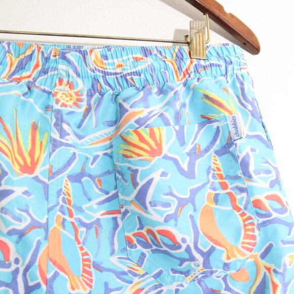 Chubbies Swim Trunk Shorts Seashells Fish Ocean Blue 5" Inseam Size Medium - Picture 7 of 12
